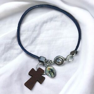 Religious charm cord bracelet